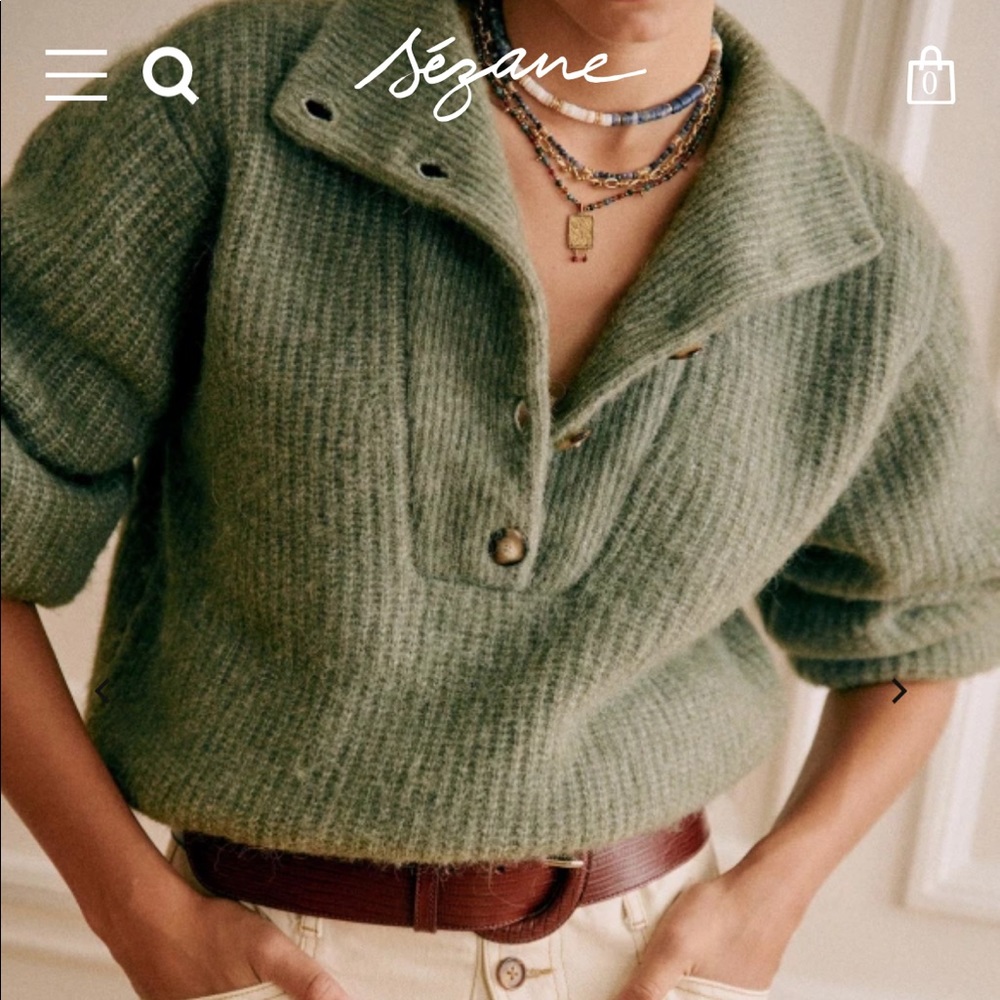 Sezane “Micky Jumper” in Khaki Size Small
